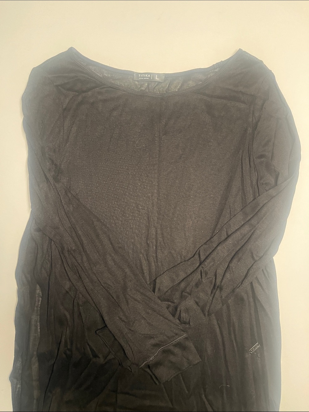 Black Long Sleeve Sheer Top - L